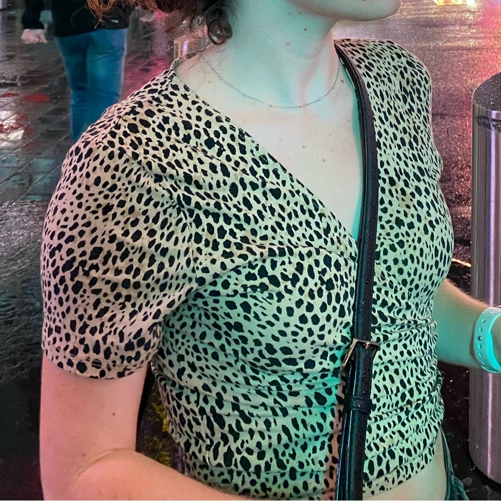 Tie front cheetah Brandy Melville top